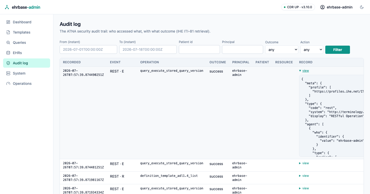 Audit log — the raw record