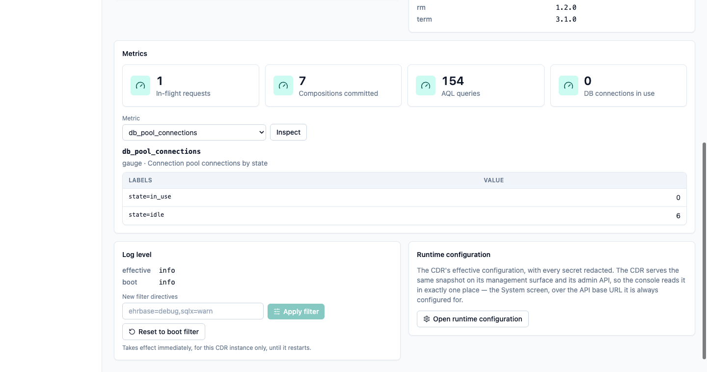 Operations panel — metric browser